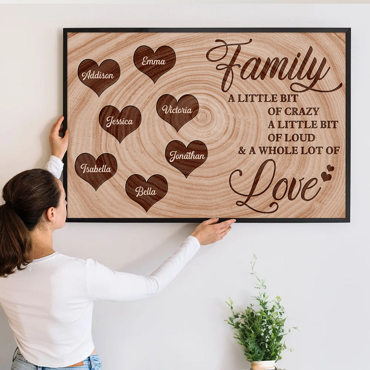 Personalized Family Canvas: 'A Little Bit Of Crazy, A Whole Lot Of Love' Custom Names Home Decor