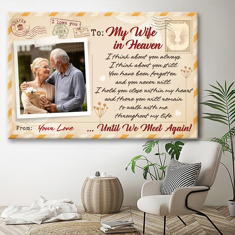 Personalized Memorial For Loved One Canvas: 'My Wife in Heaven' Until We Meet Again