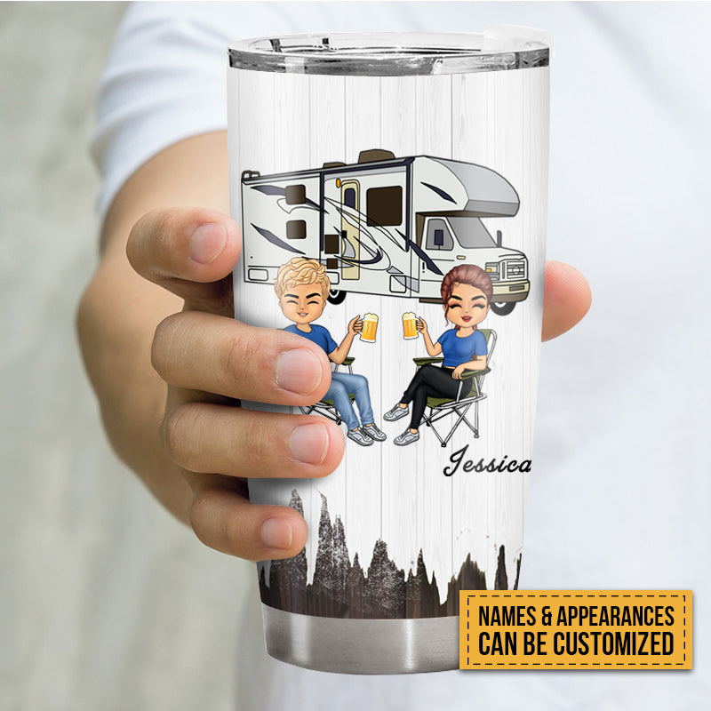 Personalized Husband & Wife Camping Tumbler - Partners For Life Gift