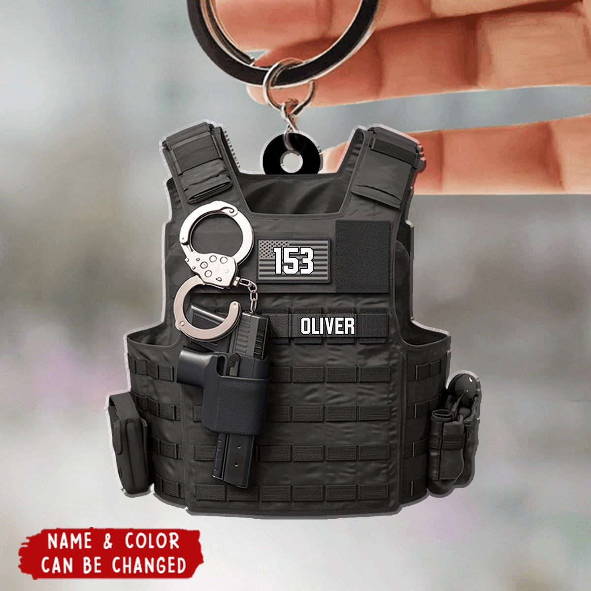 Personalized Police Vest Keychain - Honor Your Law Enforcement Hero