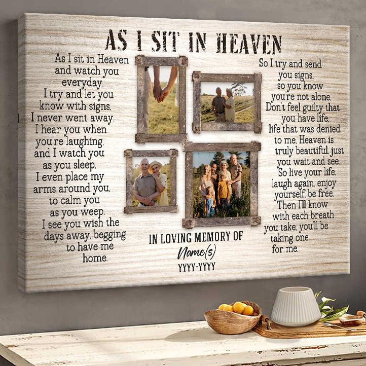 Personalized 'As I Sit In Heaven' Photo Memorial For Loved One Canvas Gift for Loss