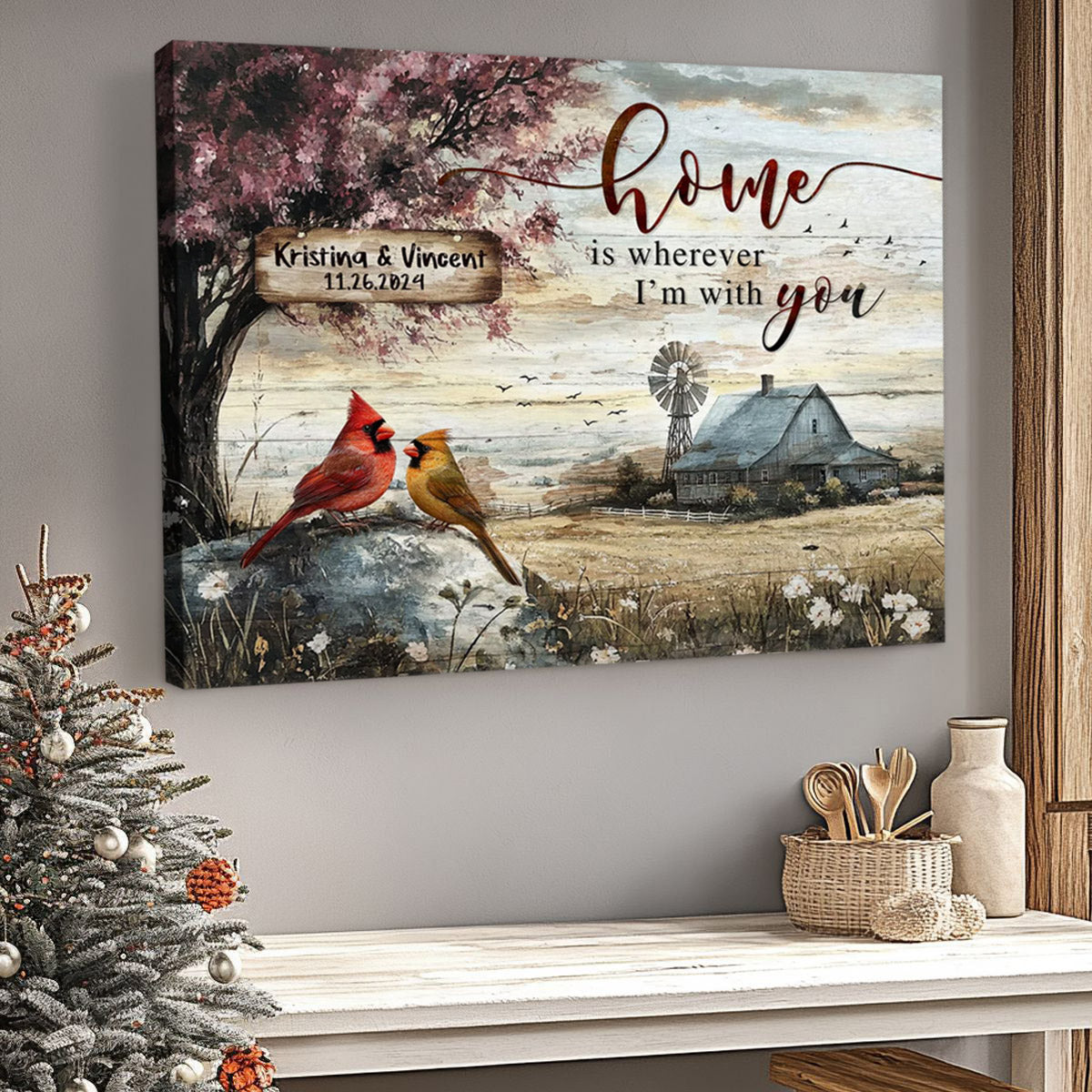 Personalized 'Home Is Wherever I'm With You' Canvas / Poster Wall Art for Couples