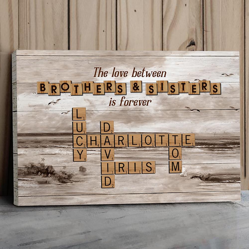 Personalized The Love Between Brothers Sisters Crossword Puzzle Canvas - Perfect Custom Gift for Siblings, Memorial Keepsake Nh00