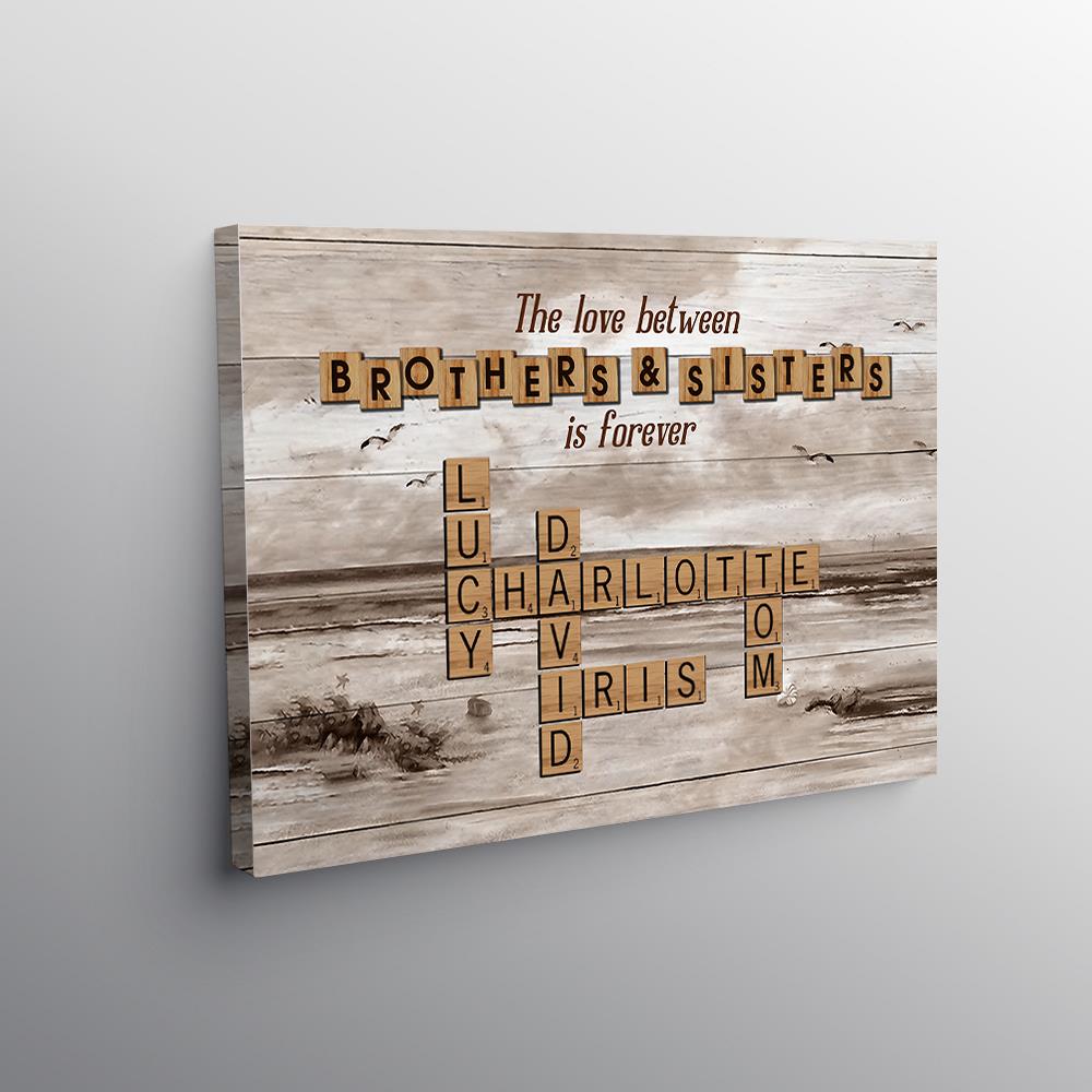 Personalized The Love Between Brothers Sisters Crossword Puzzle Canvas - Perfect Custom Gift for Siblings, Memorial Keepsake Nh00