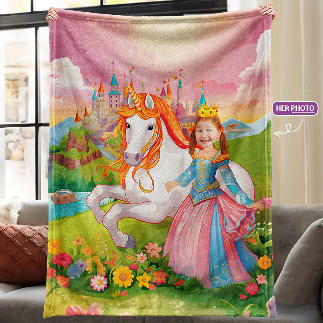 Your Princess, Her Unicorn: A Magical Photo Blanket Just for Her!