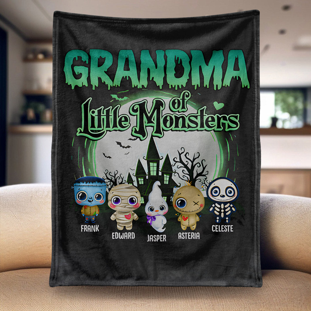 Grandma Of These Little Monsters - Personalized Blanket - Halloween Gift