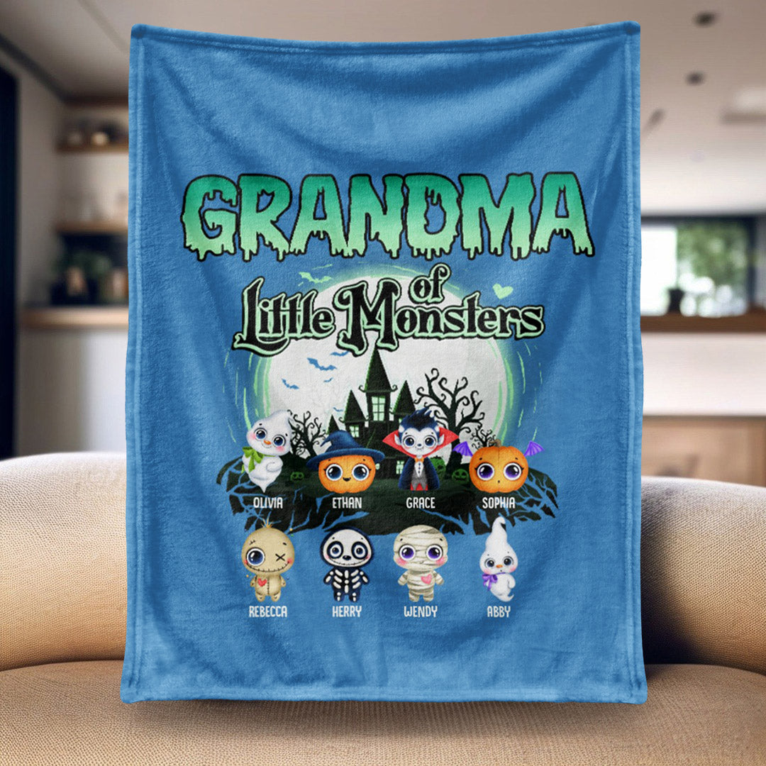 Grandma Of These Little Monsters - Personalized Blanket - Halloween Gift