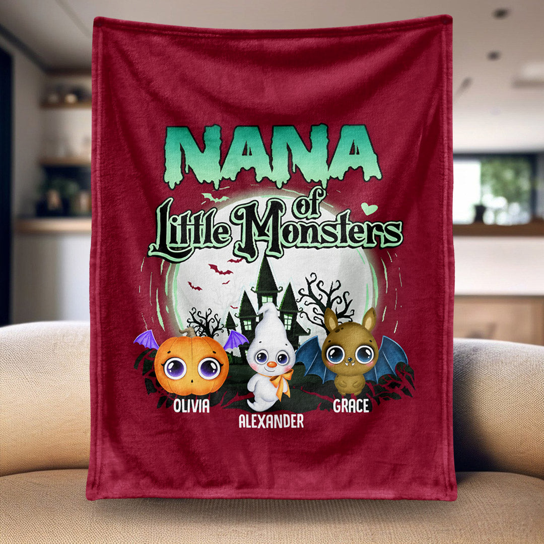 Grandma Of These Little Monsters - Personalized Blanket - Halloween Gift
