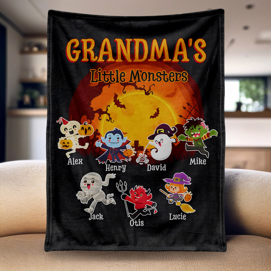 Grandma’s Little Monsters Blanket – Personalized Halloween Memories for Your Favorite Crew
