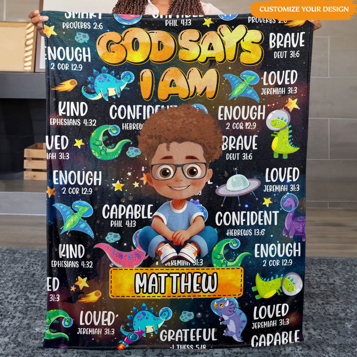God Says I Am: Personalized Blanket - Wrapped in Faith