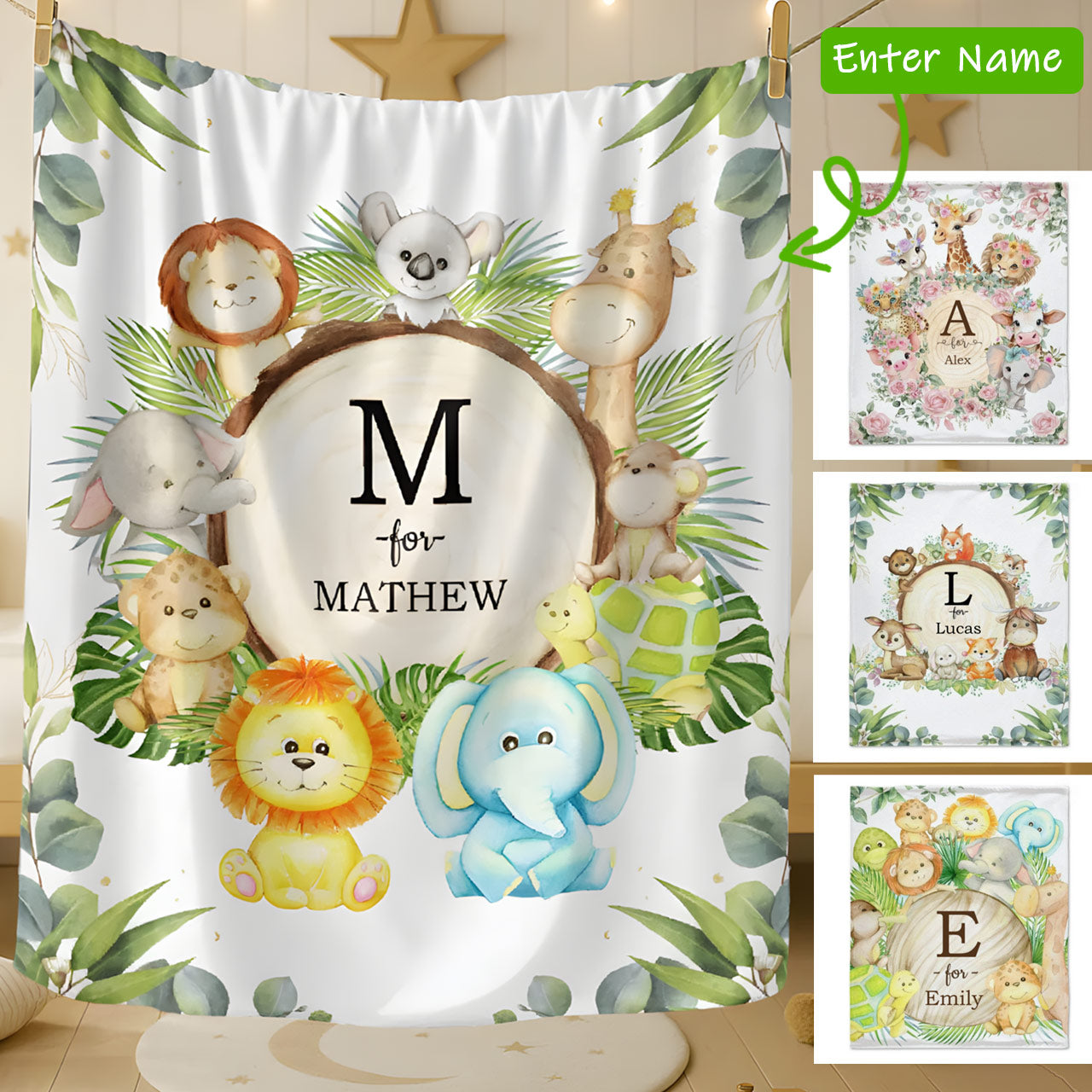 Personalized Woodland Blanket - Custom Name Gift for Kid