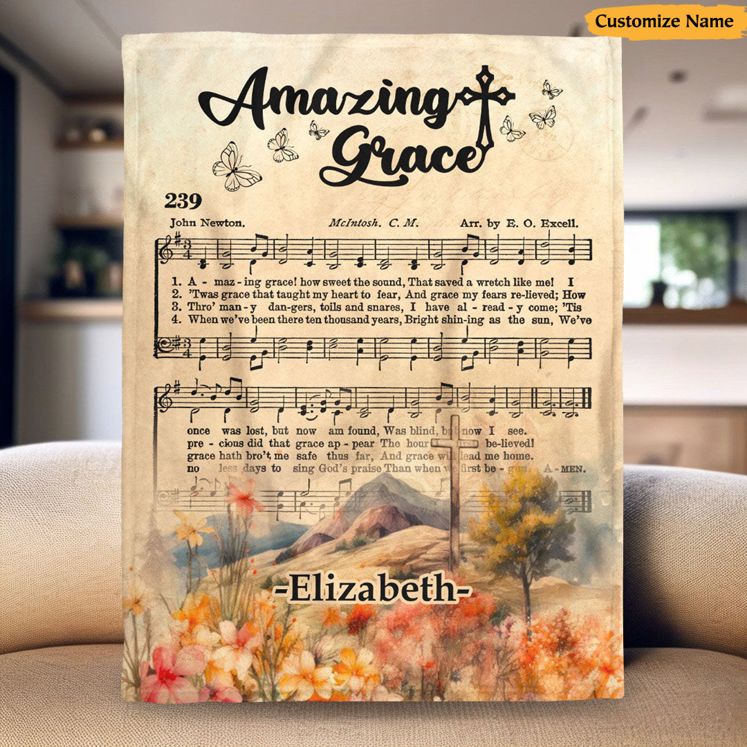 Wrapped in Amazing Grace - Personalized Fleece Blanket