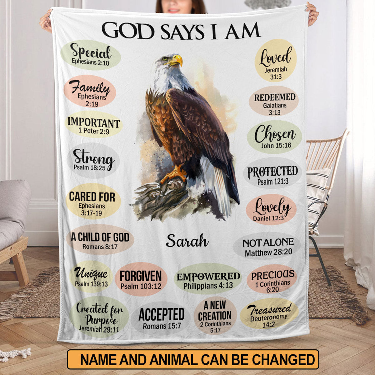 GOD SAYS I AM - Personalized Fleece Blanket
