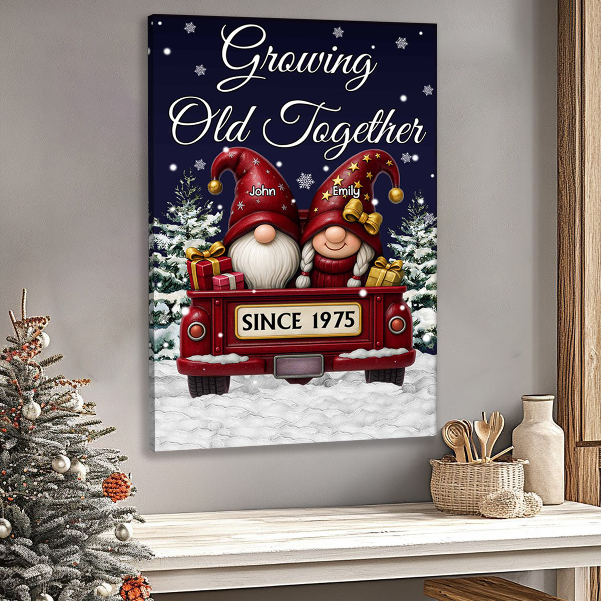 Customizable "Growing Old Together" Canvas / Poster - Personalize Names & Year