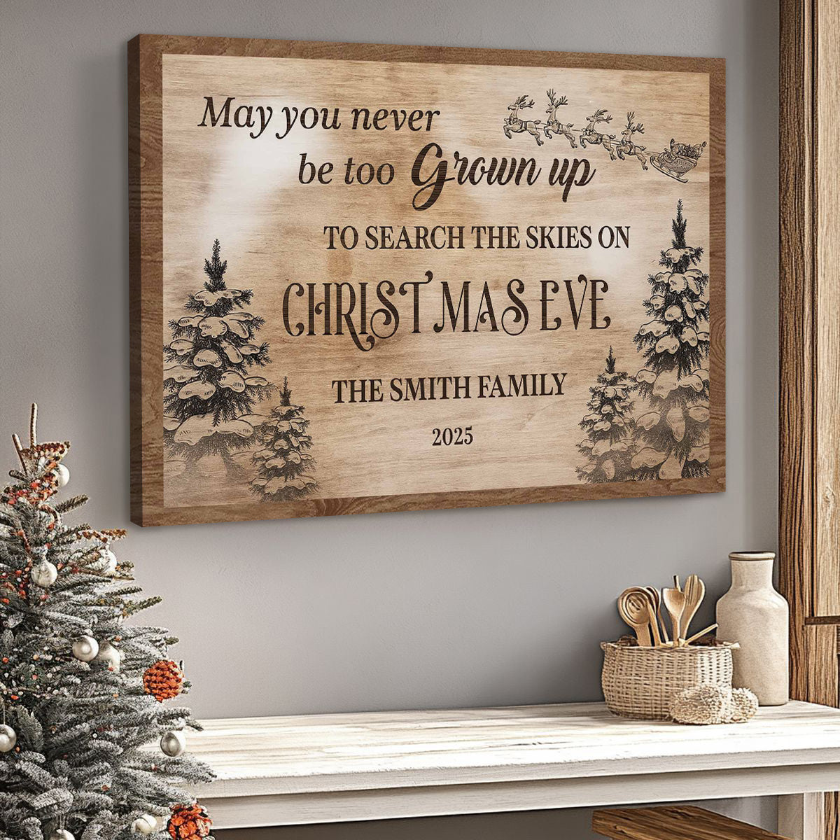 Never Too Grown Up To Search The Skies - Personalized Christmas Canvas / Poster