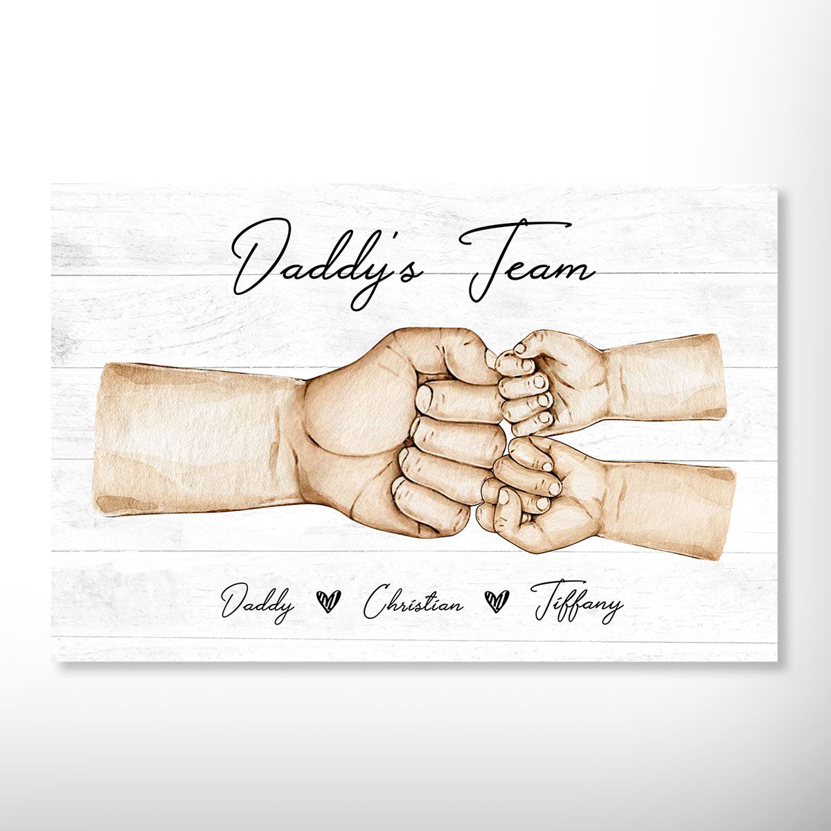 "Daddy's Team" Personalized Fist Bump Canvas for Dad & Family