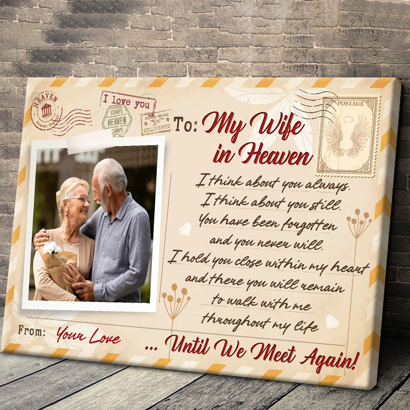 Personalized Memorial For Loved One Canvas: 'My Wife in Heaven' Until We Meet Again