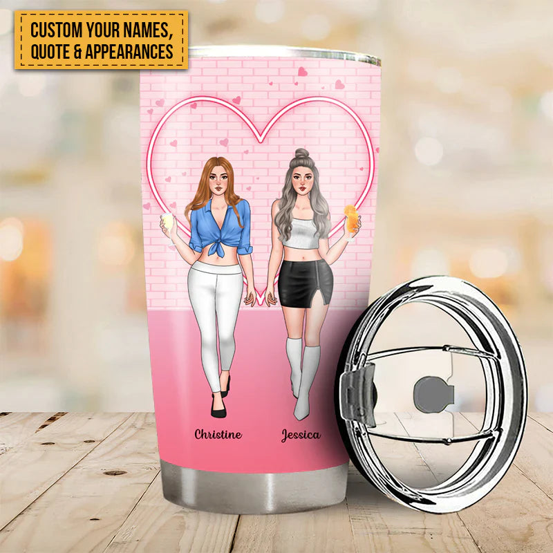 Personalized Sisters Tumbler - Funny 'Fat Thighs Stick Together' Gift
