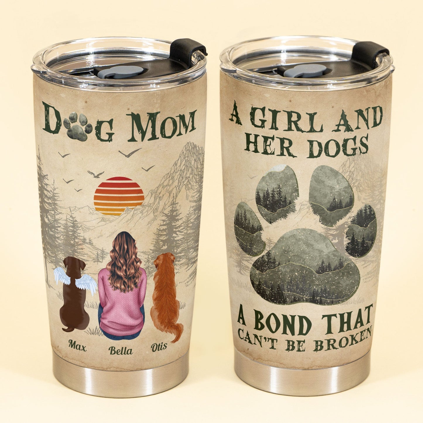 A Girl And Her Dogs Unbreakable Bond - Personalized Tumbler Cup - Birthday Gifts For Women, Dog Lovers