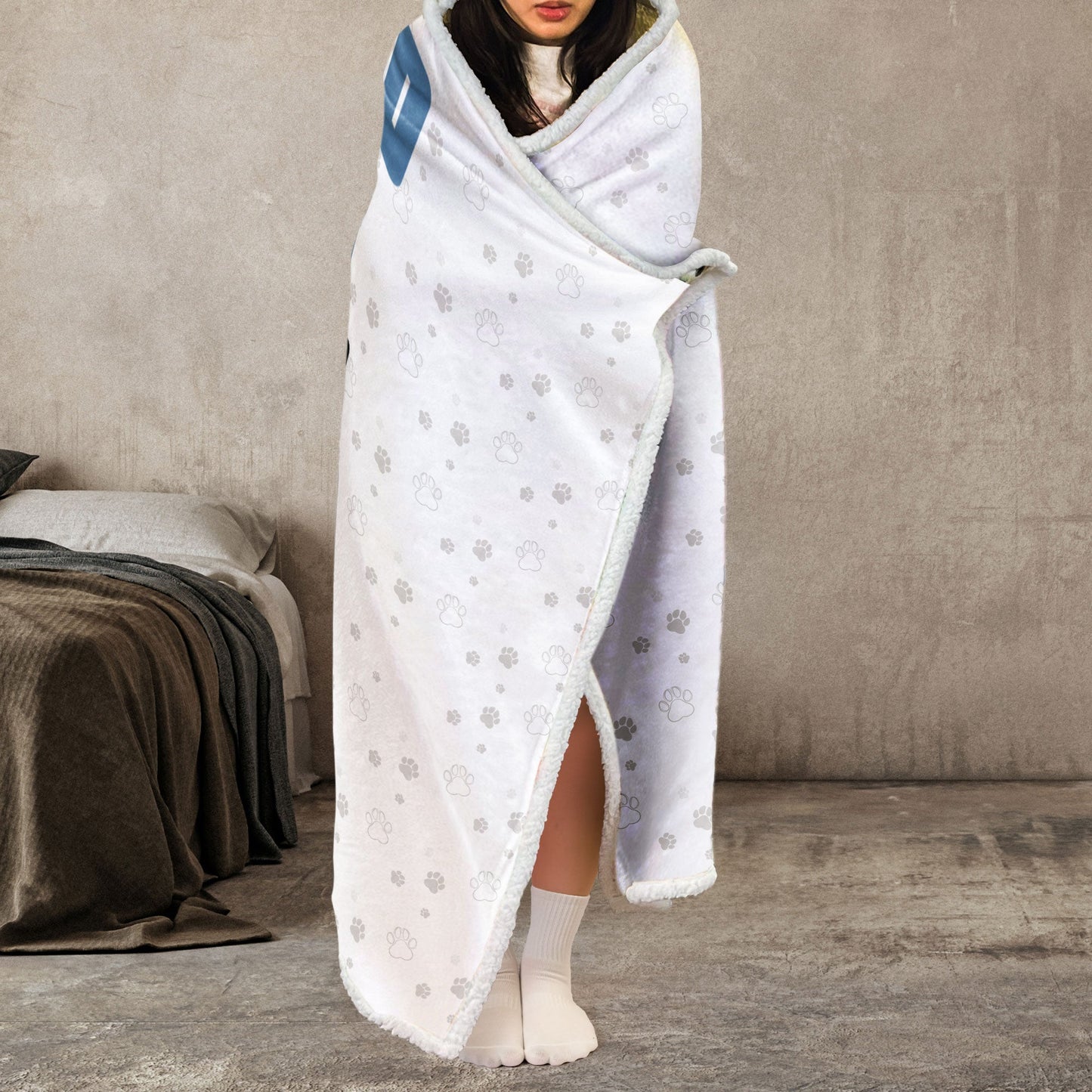 A Girl And Her Dogs - Personalized Wearable Hoodie Blanket