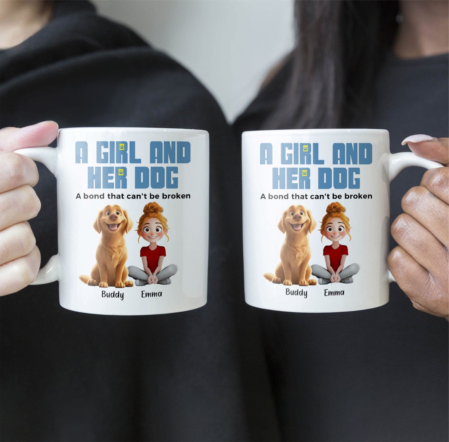 Personalized Dog Mom Mug: 'A Girl & Her Dogs, A Bond That Can't Be Broken'
