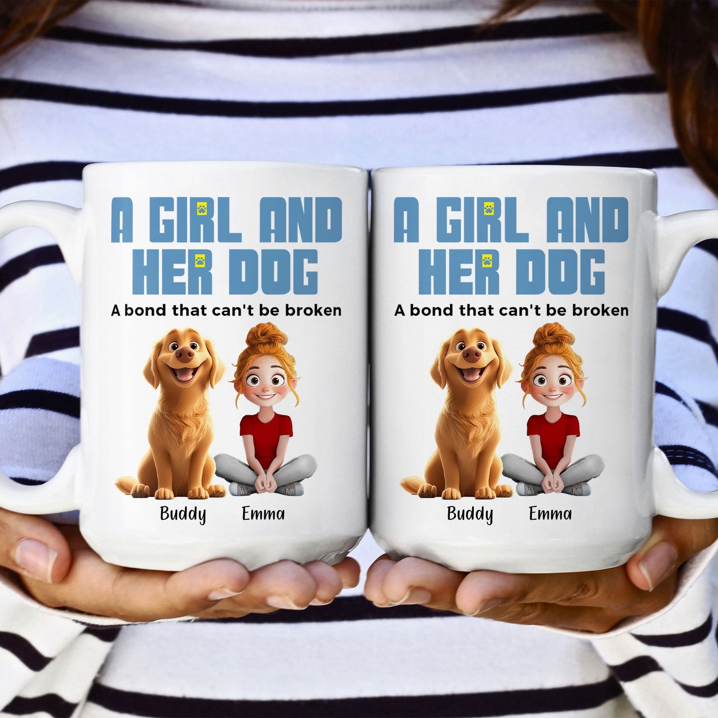 Personalized Dog Mom Mug: 'A Girl & Her Dogs, A Bond That Can't Be Broken'
