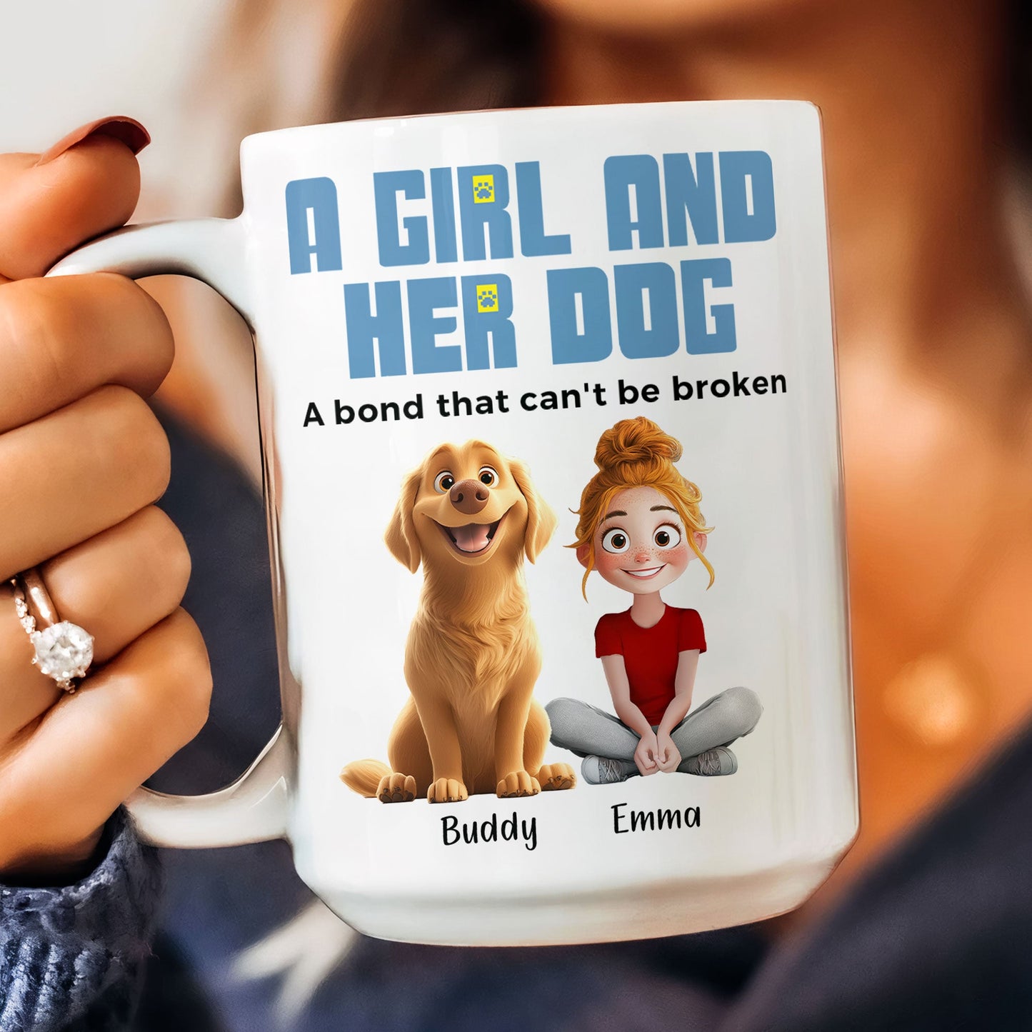 Personalized Dog Mom Mug: 'A Girl & Her Dogs, A Bond That Can't Be Broken'