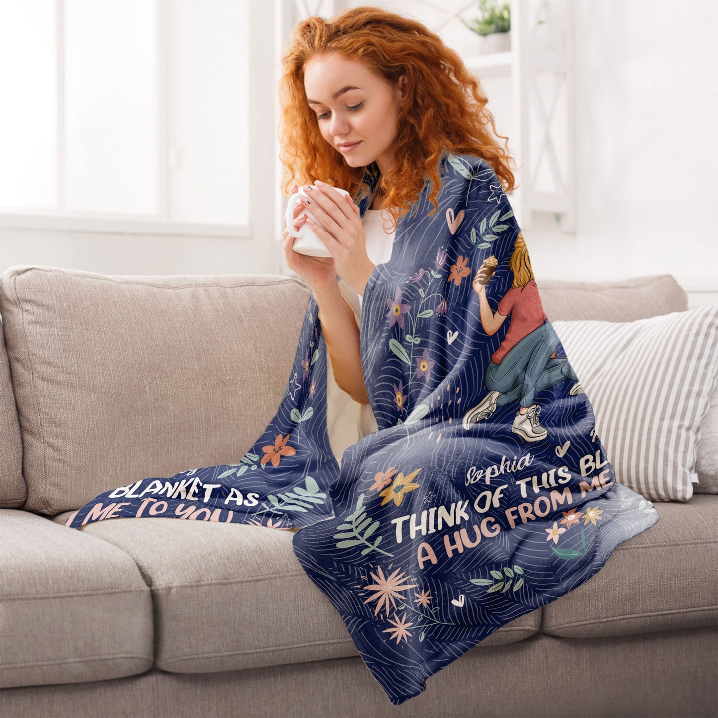 Personalized Sister Blanket: 'A Hug From Me To You' Custom Gift