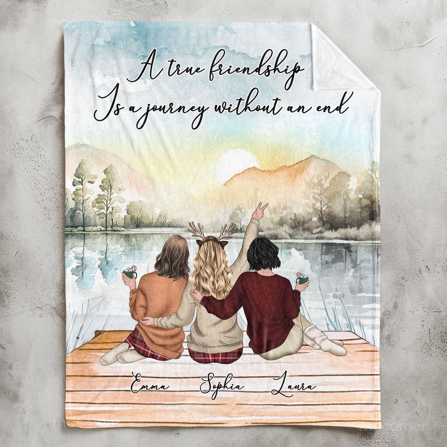 Custom Best Friends Blanket: 'A True Friendship Is A Journey Without An End'