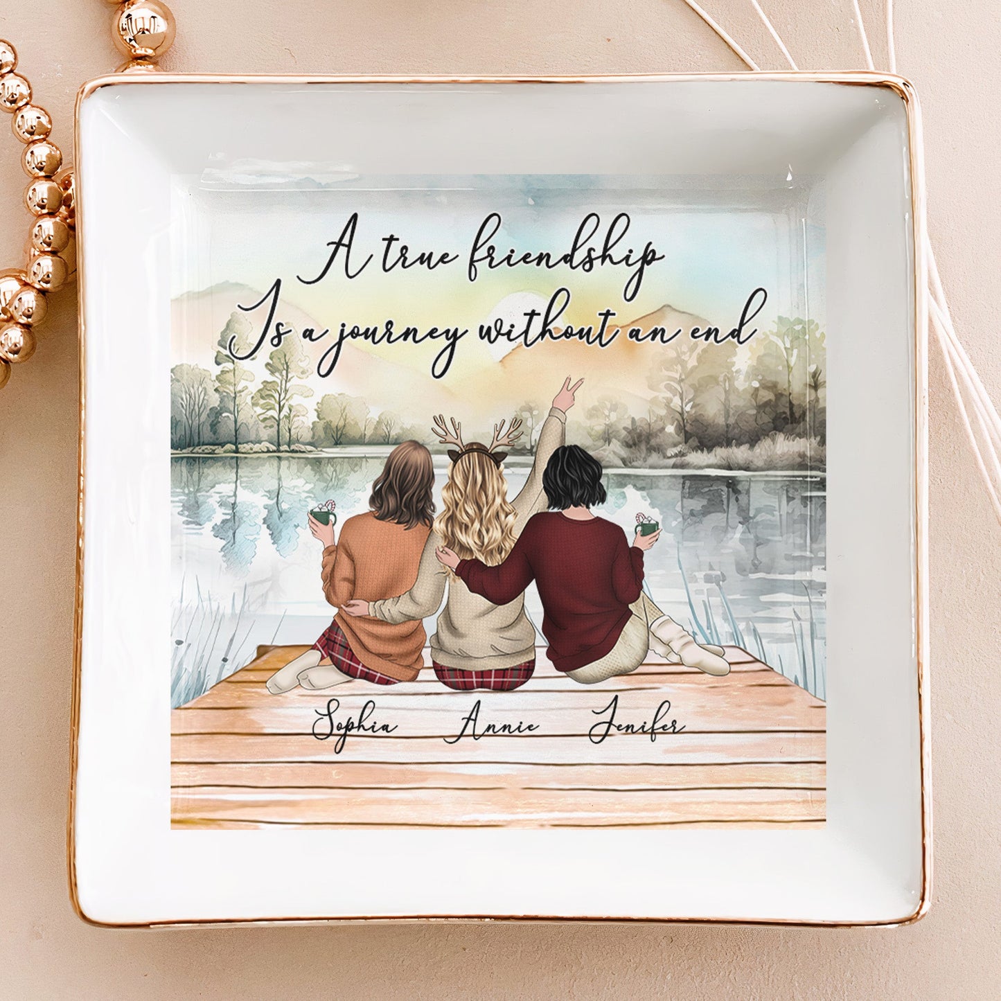 Personalized Best Friends Jewelry Dish - "Friendship is a Journey" Keepsake
