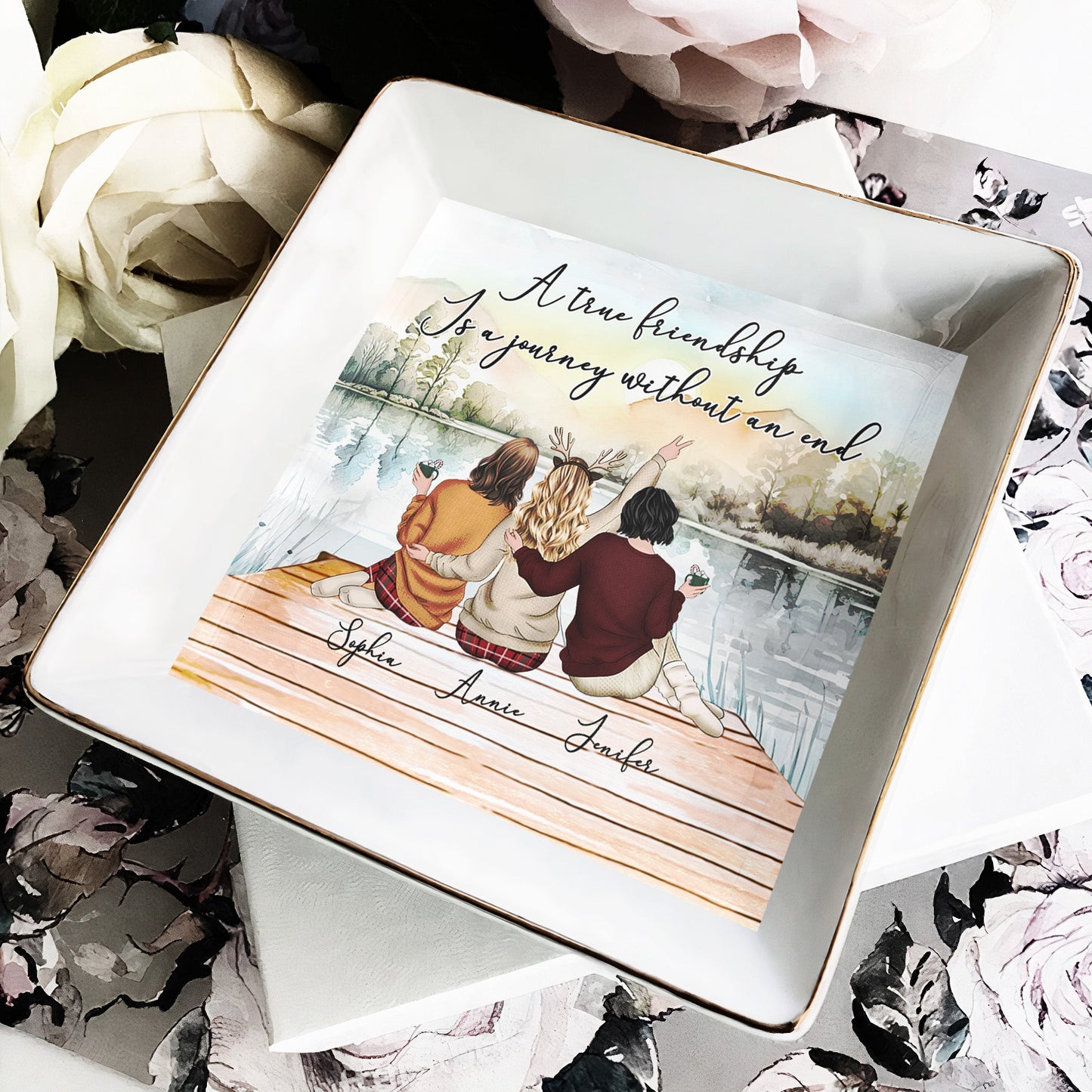 Personalized Best Friends Jewelry Dish - "Friendship is a Journey" Keepsake