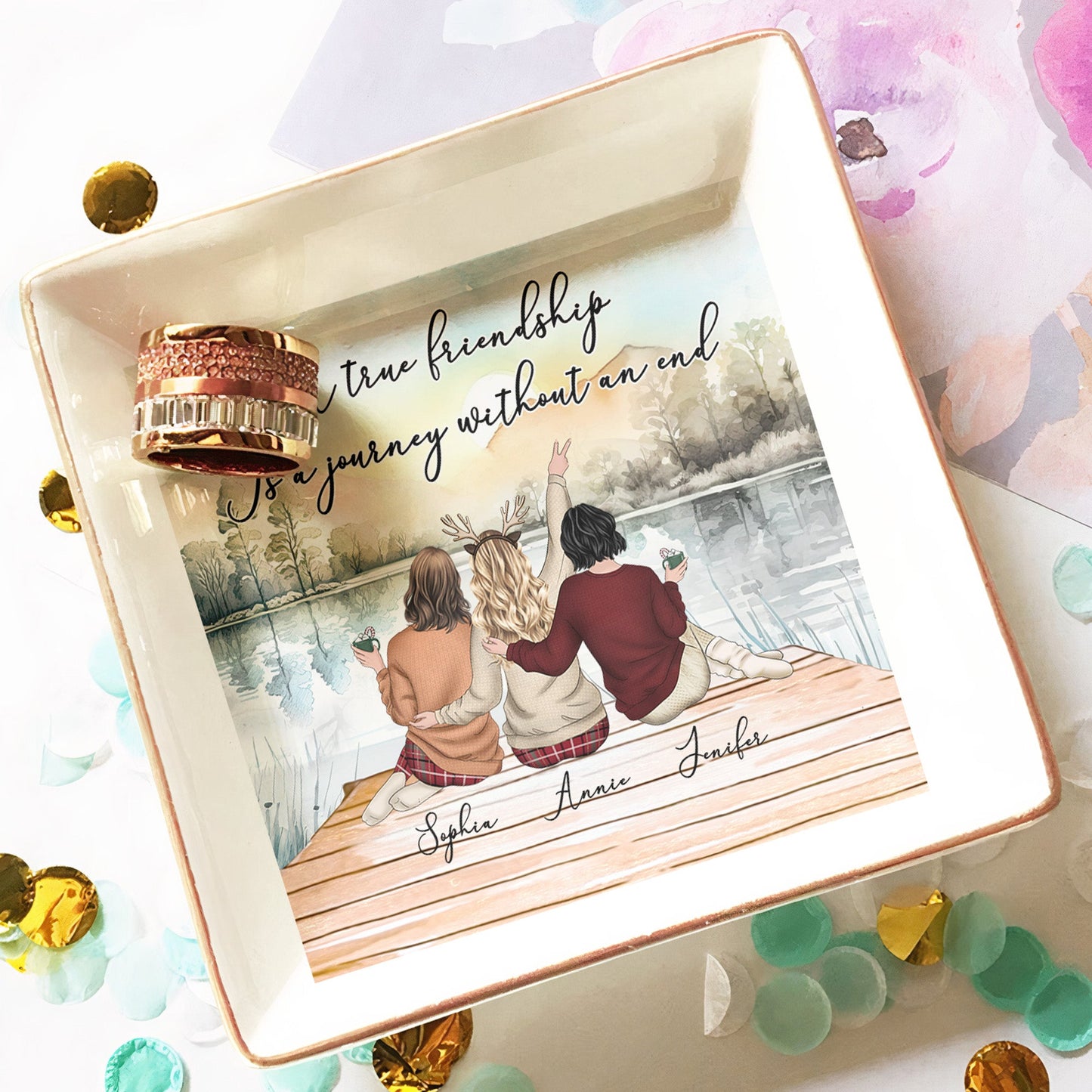 Personalized Best Friends Jewelry Dish - "Friendship is a Journey" Keepsake