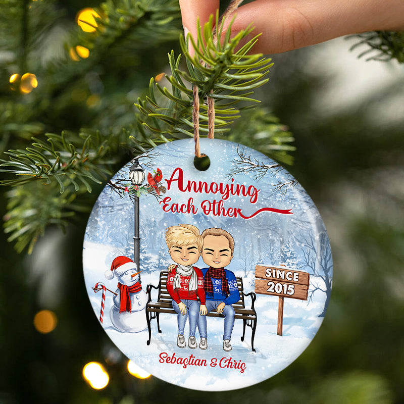 Personalized Christmas Couple Ornament: "Annoying Each Other Since" - Custom Year Gift