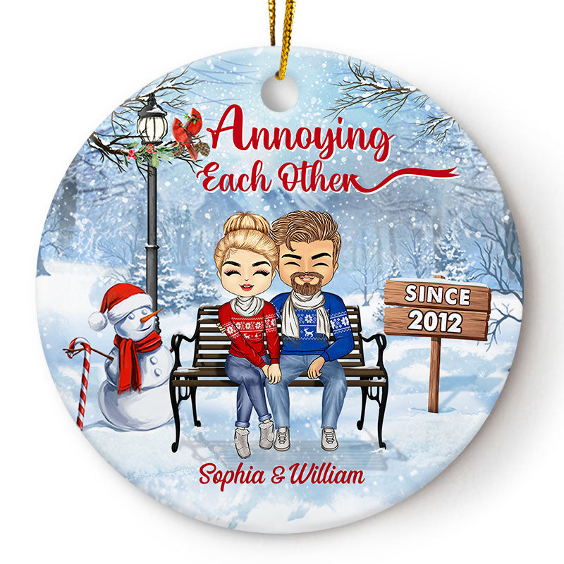 Personalized Christmas Couple Ornament: "Annoying Each Other Since" - Custom Year Gift