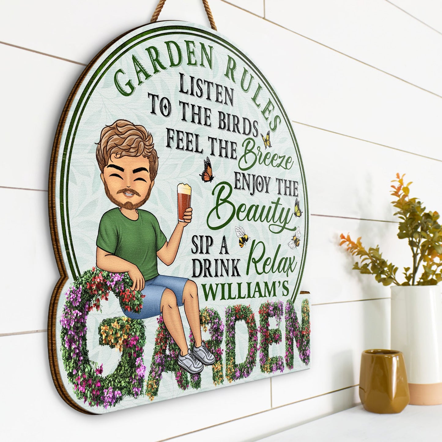 Custom 'Beware A Crazy Plant Lady Lives Here' Garden Wood Sign Gift