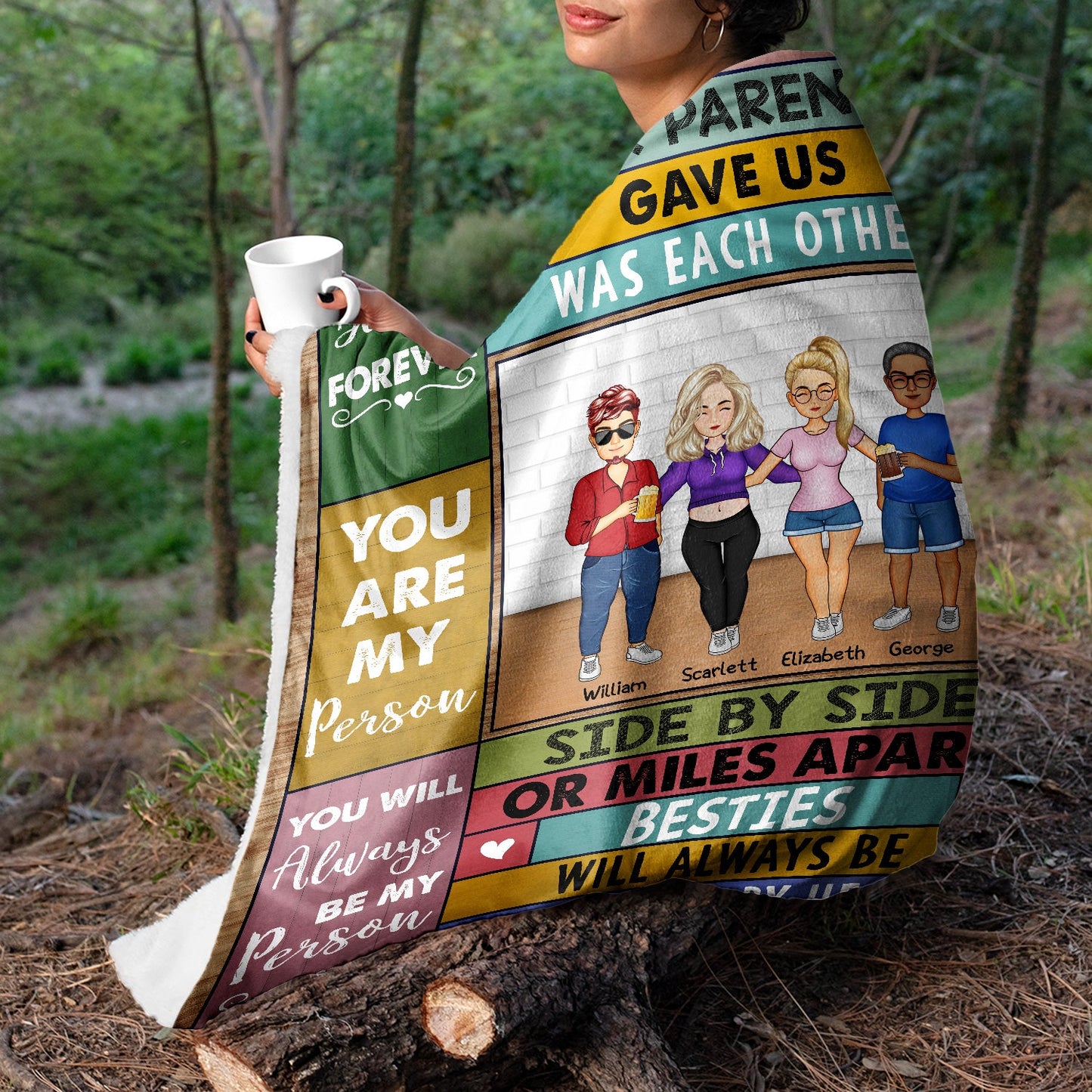 Personalized 'Side By Side Or Miles Apart' Sibling & Family Blanket