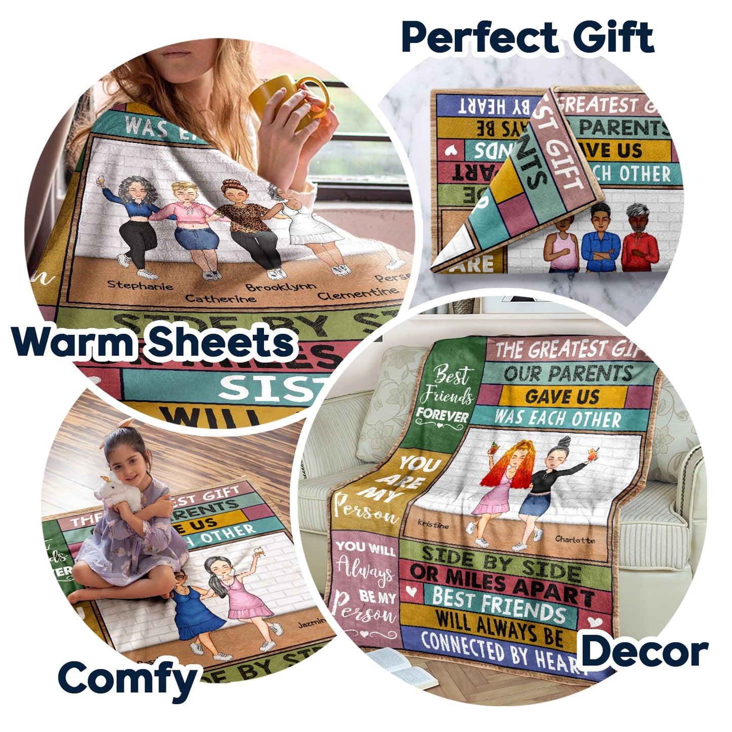 Personalized 'Side By Side Or Miles Apart' Sibling & Family Blanket