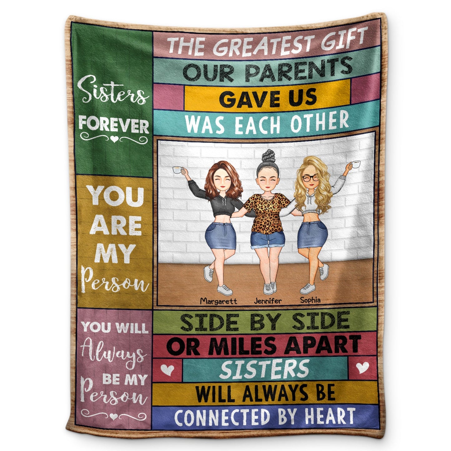 Personalized 'Side By Side Or Miles Apart' Sibling & Family Blanket