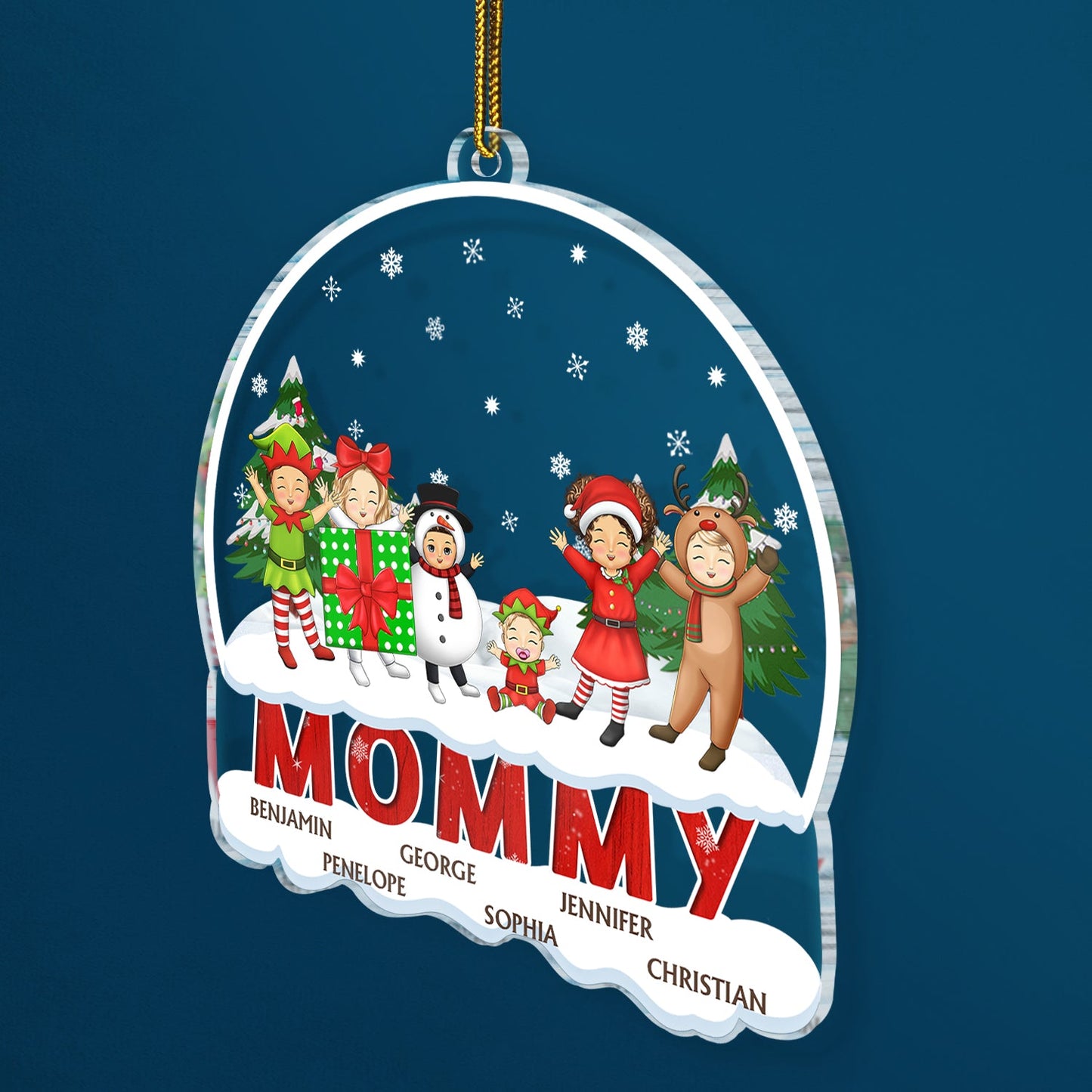Personalized Family Christmas Ornament with Grandkids' Names for Grandparents