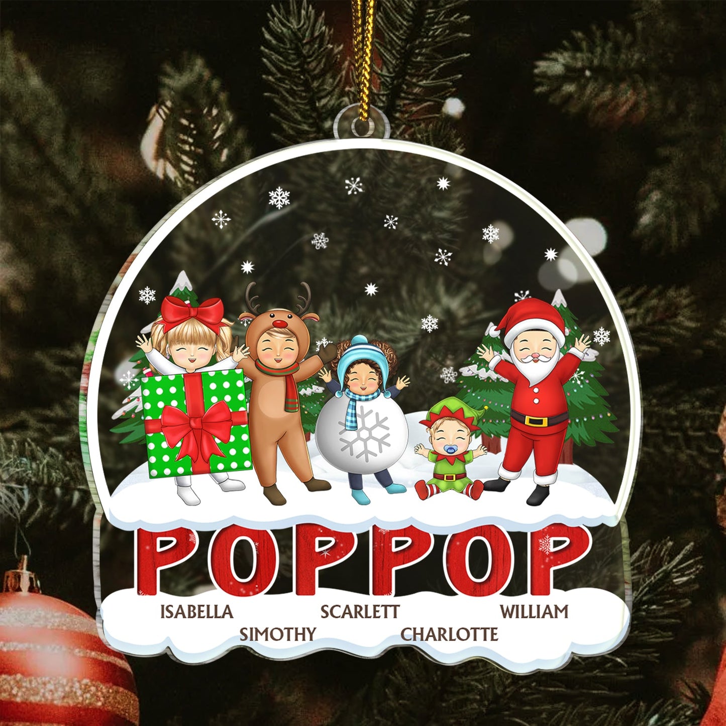 Personalized Family Christmas Ornament with Grandkids' Names for Grandparents