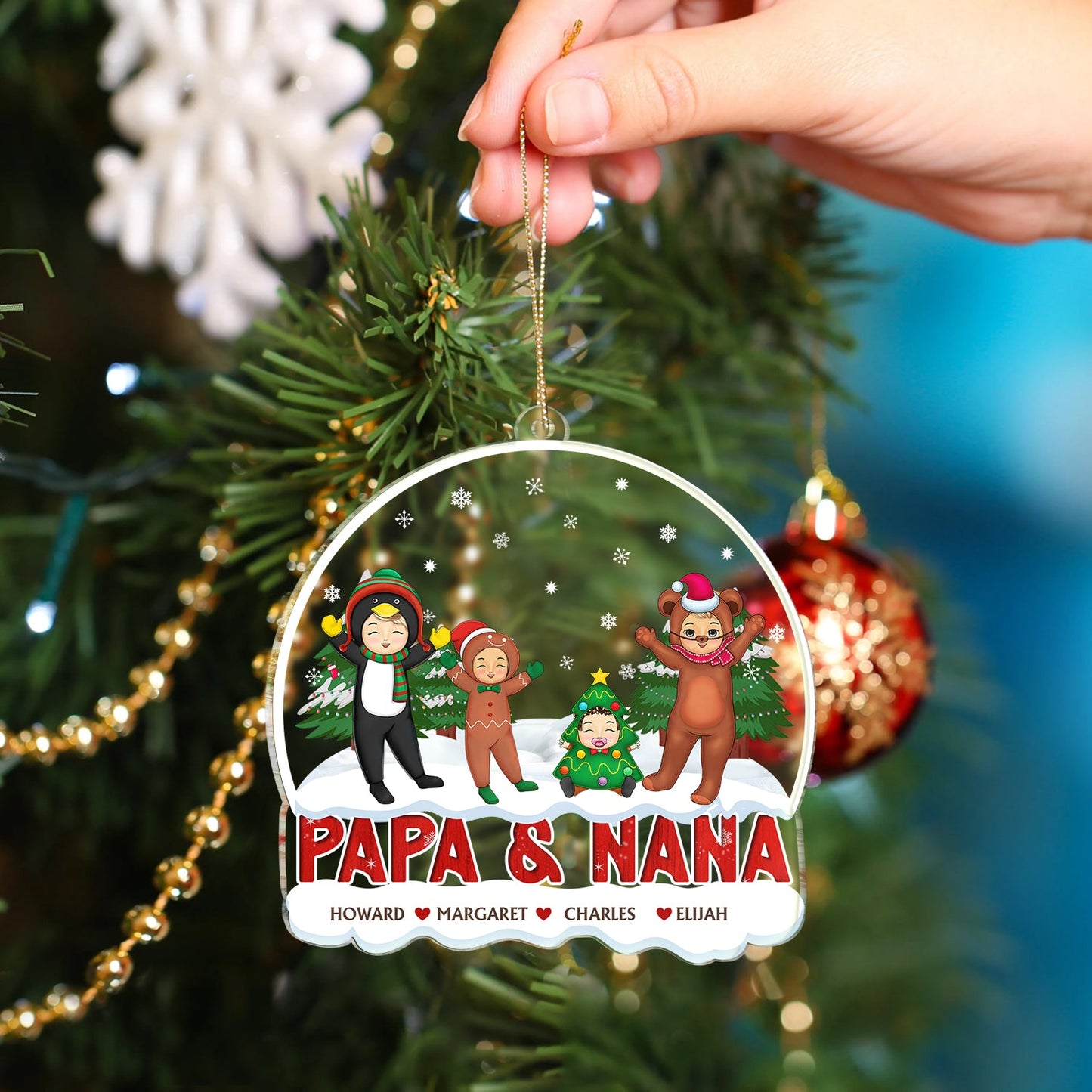 Personalized Family Christmas Ornament with Grandkids' Names for Grandparents