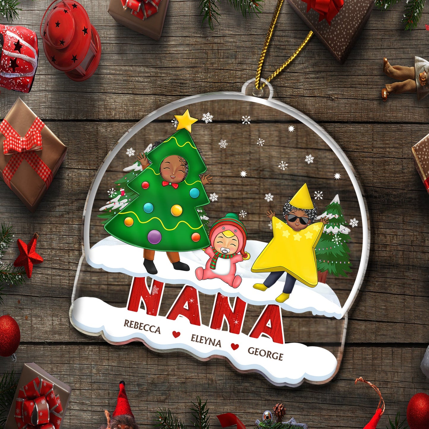 Personalized Family Christmas Ornament with Grandkids' Names for Grandparents