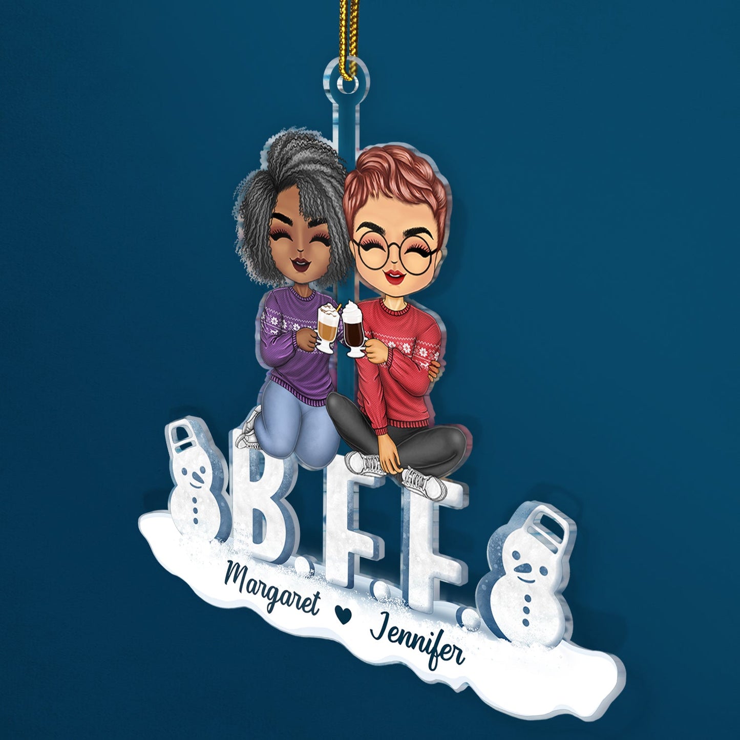 Personalized Acrylic 'Besties Forever' Christmas Ornament for Friends