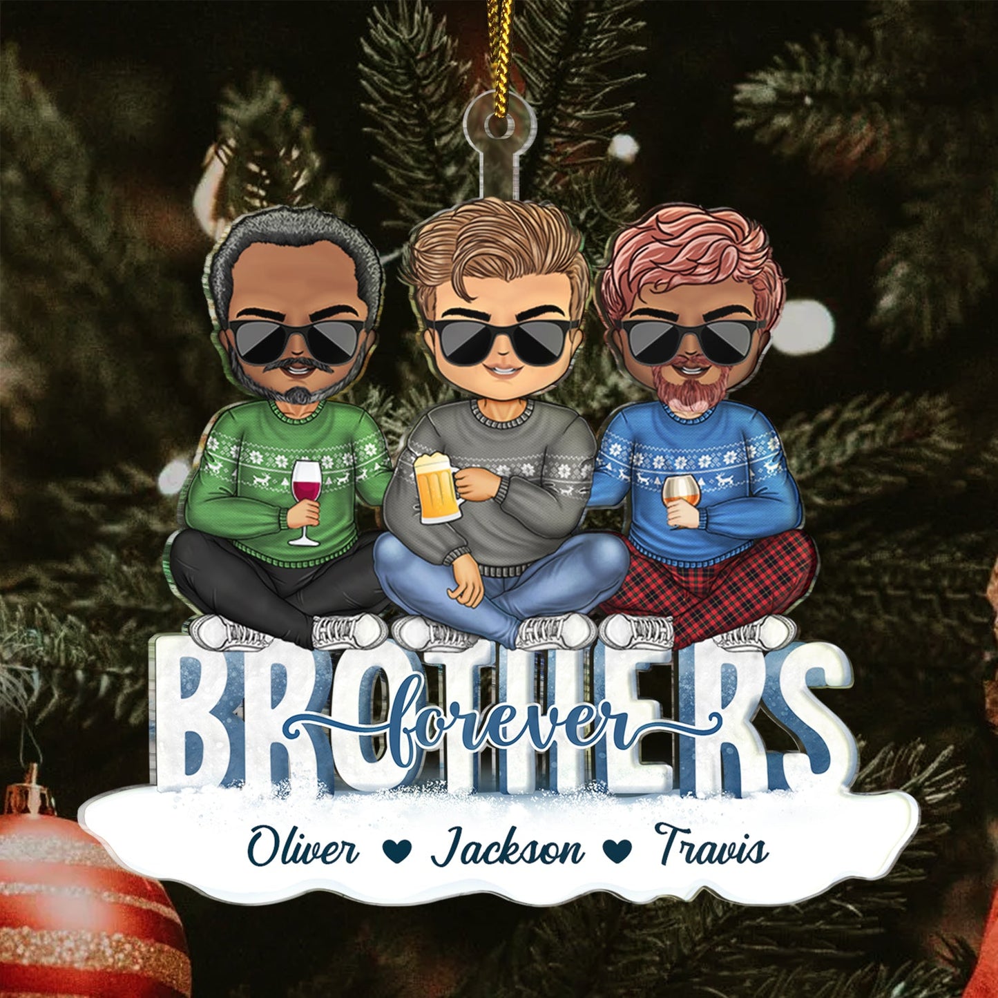 Personalized Acrylic 'Besties Forever' Christmas Ornament for Friends