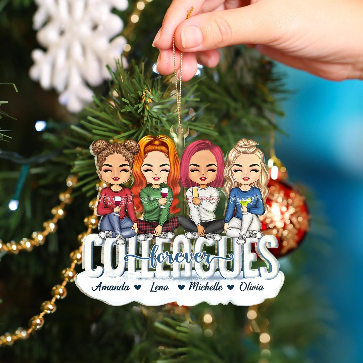 Personalized Acrylic 'Besties Forever' Christmas Ornament for Friends