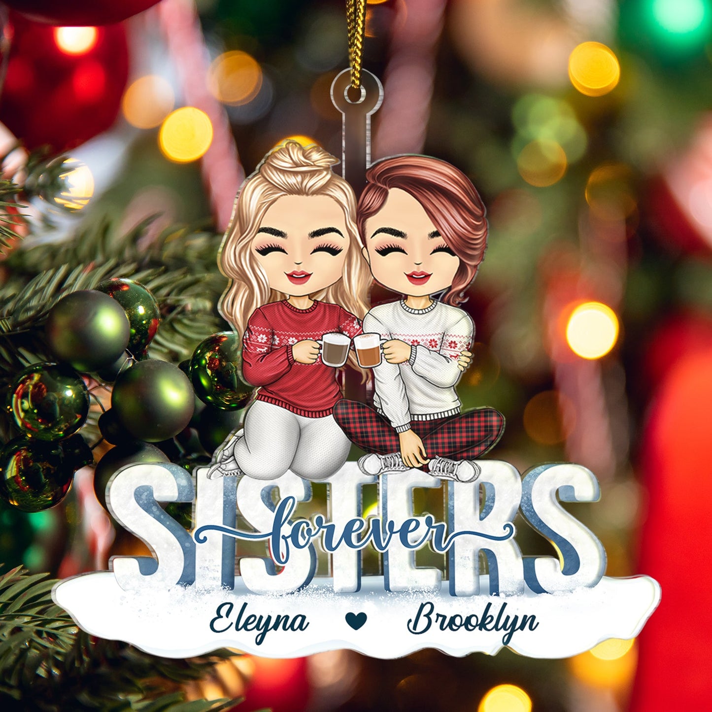 Personalized Acrylic 'Besties Forever' Christmas Ornament for Friends