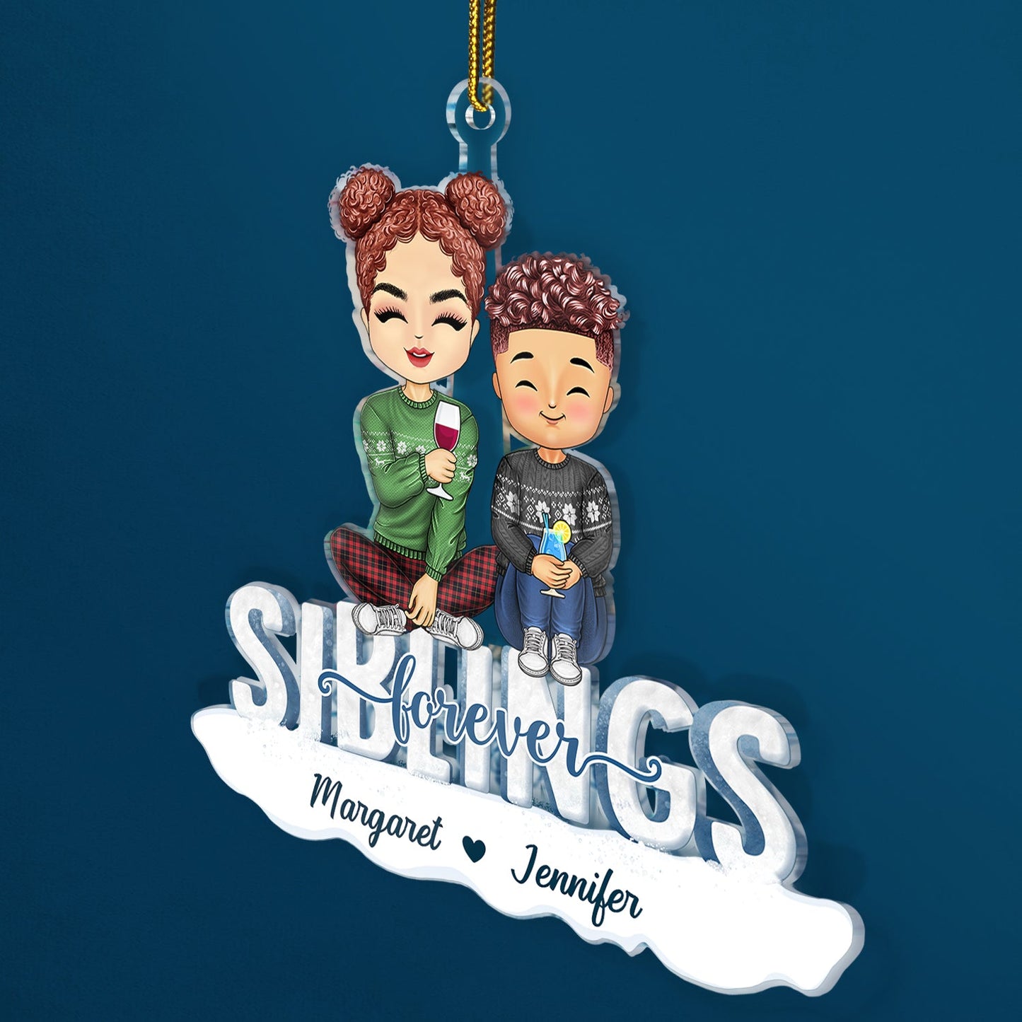 Personalized "Sisters Forever" Acrylic Ornament - Custom Christmas Gift for Siblings