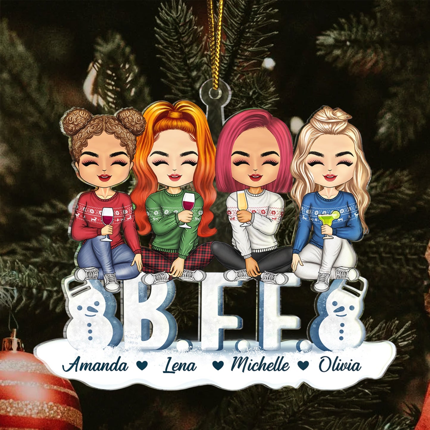 Personalized "Sisters Forever" Acrylic Ornament - Custom Christmas Gift for Siblings