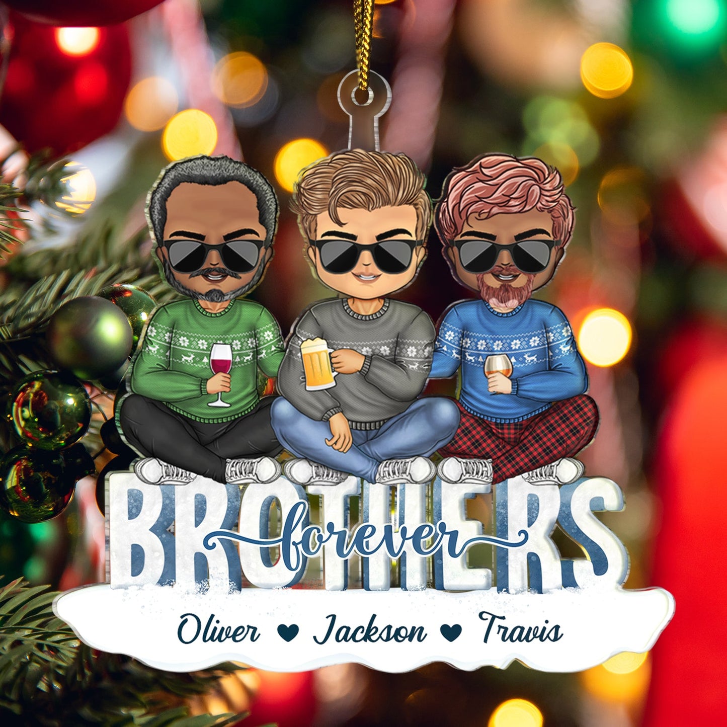 Personalized "Sisters Forever" Acrylic Ornament - Custom Christmas Gift for Siblings