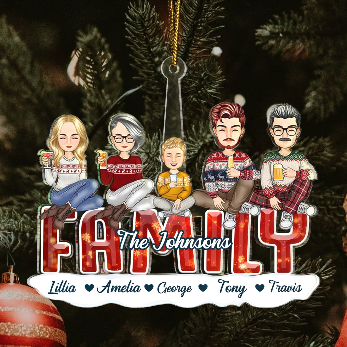 Personalized 'Family Forever' Christmas Ornament - Custom Gift for Family